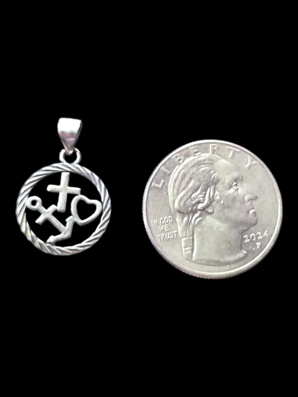 Faith, Hope & Love Silver Pendant Necklace - Silver